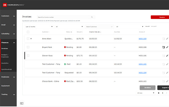 Horizon360 QuickBooks Integration