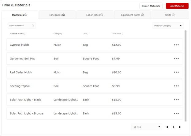 Horizon360 Materials Tracking