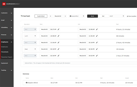 Horizon360 Effortless Timecard Management